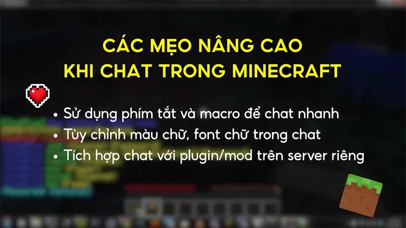 Các mẹo nâng cao khi chat trong Minecraft cho game thủ kỳ cựu