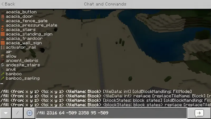 Các phần khác nhau của lệnh Fill