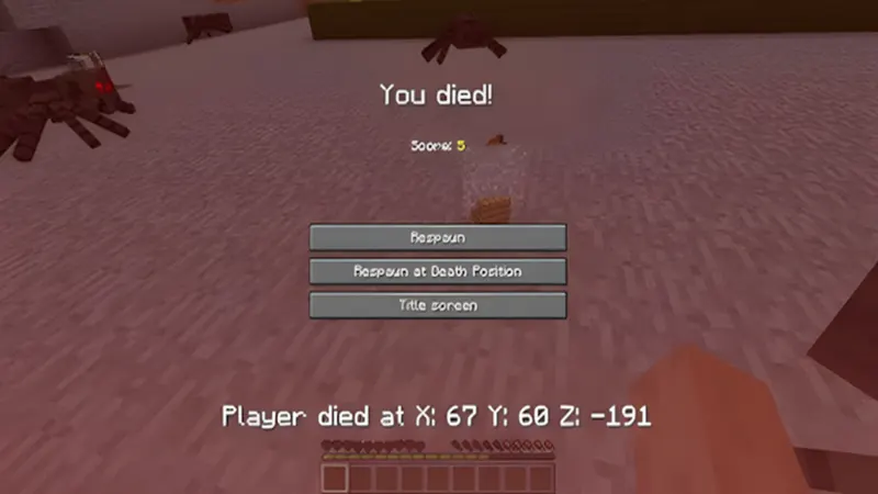 Cách xác định toạ độ của nhân vật thiệt mạng trong Minecraft