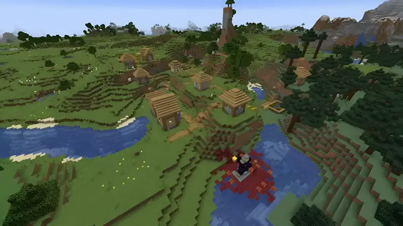 Làng sinh tồn với cổng Nether hỏng