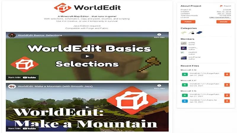 Một phần mềm chỉnh sửa thế giới Minecraft