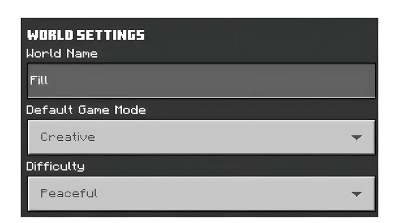 Ví dụ về việc sử dụng/Fill trong Minecraft