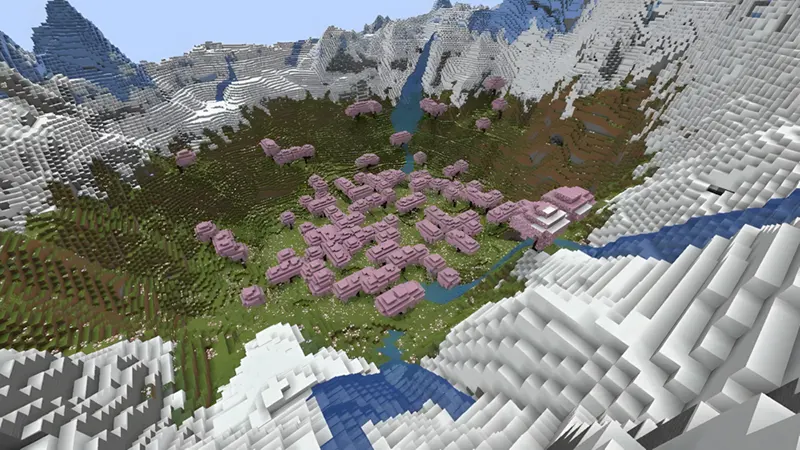 Frozen cherry blossom valley