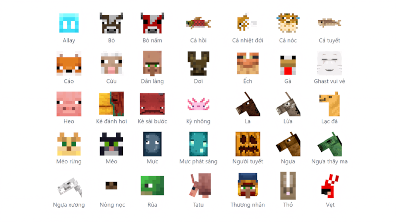 Các Con Vật Trong Minecraft